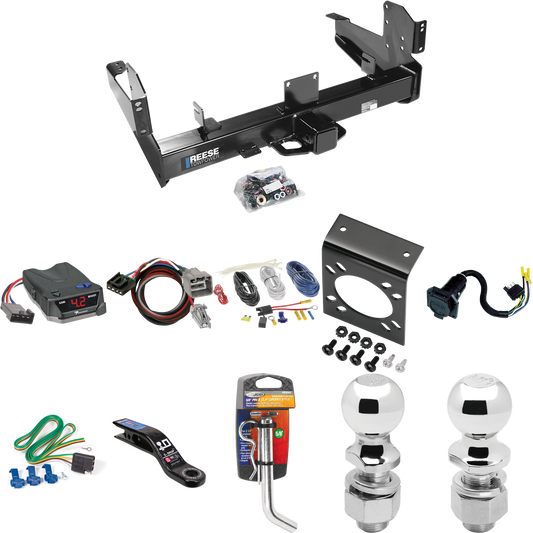 Fits 2013-2014 RAM 3500 Trailer Hitch Tow PKG w/ Tekonsha BRAKE-EVN Brake Control + Plug & Play BC Adapter + 7-Way RV Wiring + 2" & 2-5/16" Ball & Drop Mount By Reese Towpower