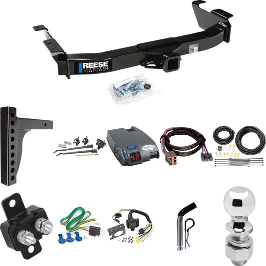 Fits 2003-2007 Ford E-250 Econoline Trailer Hitch Tow PKG w/ 12K Trunnion Bar Weight Distribution Hitch + Pin/Clip + 2-5/16" Ball + Tekonsha Primus IQ Brake Control + Plug & Play BC Adapter + 7-Way RV Wiring By Reese Towpower