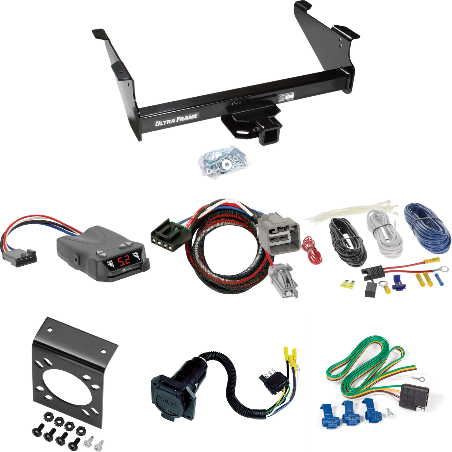 Fits 2013-2014 RAM 3500 Trailer Hitch Tow PKG w/ Tekonsha Brakeman IV Brake Control + Plug & Play BC Adapter + 7-Way RV Wiring By Draw-Tite