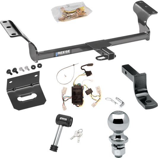 Fits 2003-2008 Toyota Matrix Trailer Hitch Tow PKG w/ 4-Flat Wiring Harness + Draw-Bar + 2" Ball + Wiring Bracket + Hitch Lock By Reese Towpower