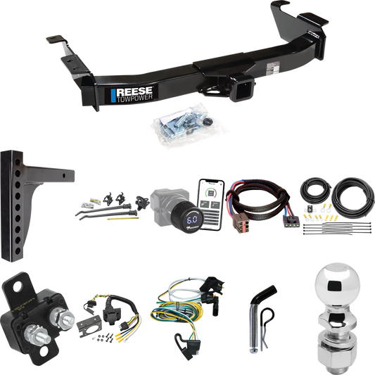 Fits 2000-2002 Ford E-250 Econoline Trailer Hitch Tow PKG w/ 12K Trunnion Bar Weight Distribution Hitch + Pin/Clip + 2-5/16" Ball + Tekonsha Prodigy iD Bluetooth Wireless Brake Control + Plug & Play BC Adapter + 7-Way RV Wiring By Reese Towpower