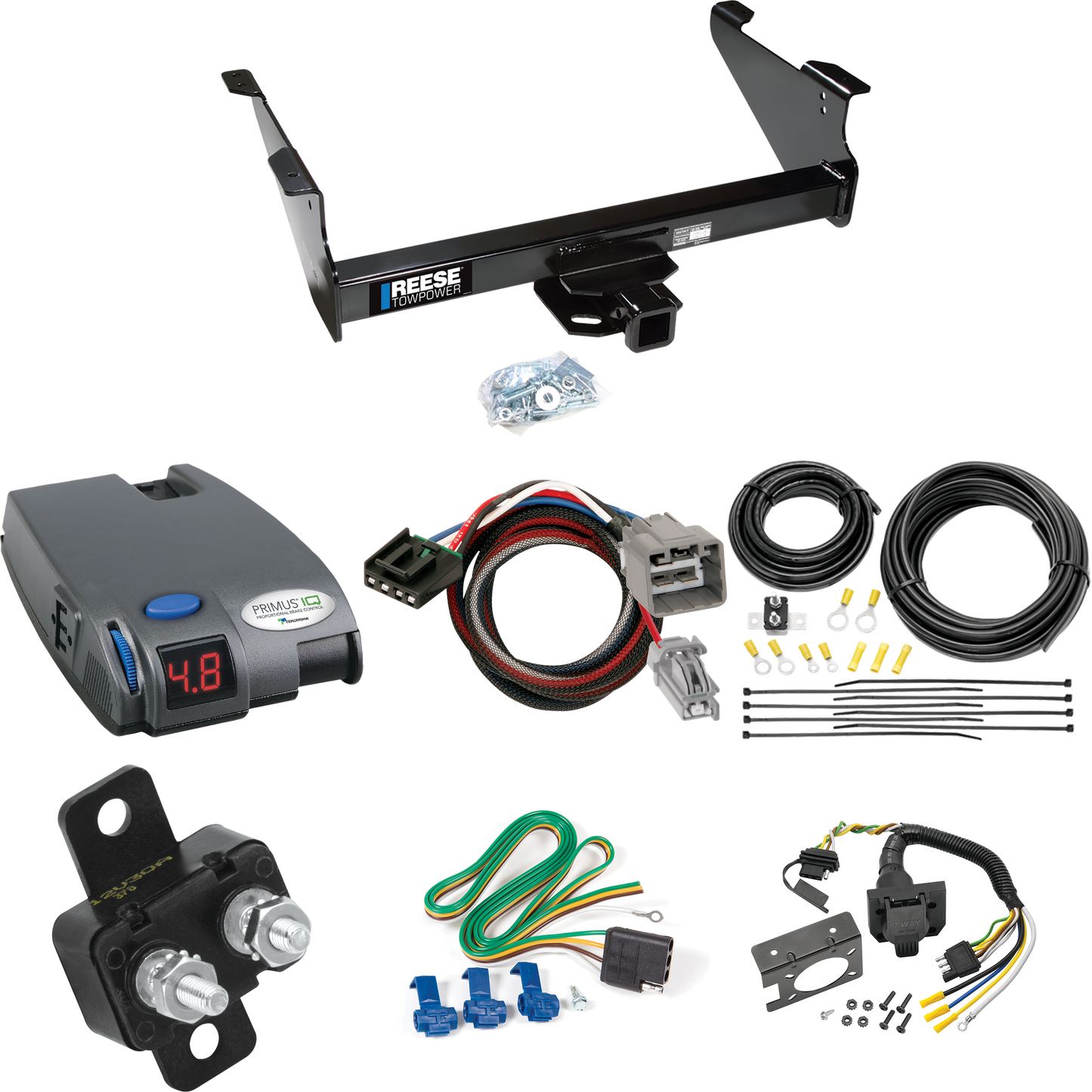 Fits 2013-2014 RAM 2500 Trailer Hitch Tow PKG w/ Tekonsha Primus IQ Brake Control + Plug & Play BC Adapter + 7-Way RV Wiring By Reese Towpower