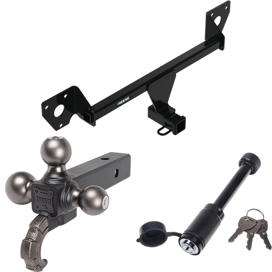 Fits 2021-2023 Chevrolet Trailblazer Trailer Hitch Tow PKG + Triple Ball Tactical Ball Mount 1-7/8" & 2" & 2-5/16" Balls w/ Tow Hook + Tactical Dogbone Lock (For w/Active Towplug Models) By Reese Towpower