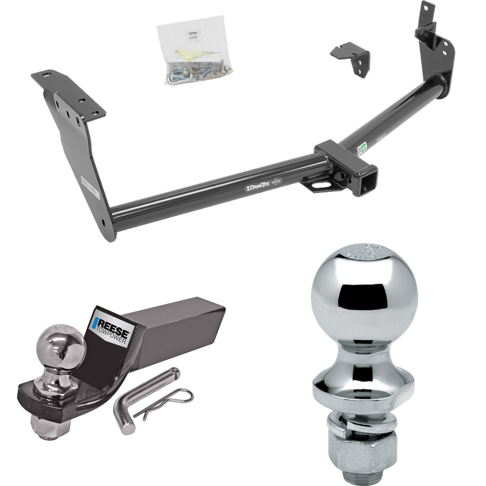 Fits 2009-2012 Infiniti FX35 Trailer Hitch Tow PKG w/ Starter Kit Ball Mount w/ 2" Drop & 2" Ball + 1-7/8" Ball By Draw-Tite