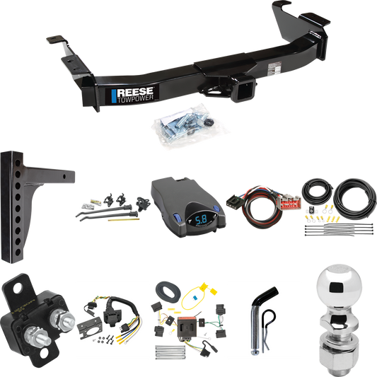 Fits 2009-2014 Ford E-250 Econoline Trailer Hitch Tow PKG w/ 12K Trunnion Bar Weight Distribution Hitch + Pin/Clip + 2-5/16" Ball + Tekonsha Prodigy P2 Brake Control + Plug & Play BC Adapter + 7-Way RV Wiring By Reese Towpower