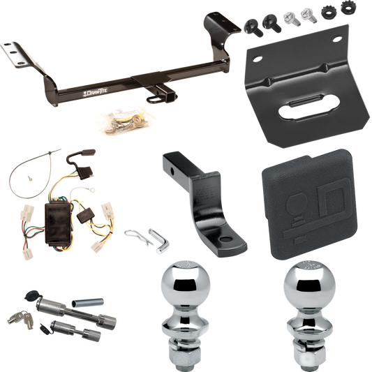 Fits 2003-2008 Toyota Matrix Trailer Hitch Tow PKG w/ 4-Flat Wiring Harness + Draw-Bar + 1-7/8" + 2" Ball + Wiring Bracket + Hitch Cover + Dual Hitch & Coupler Locks By Draw-Tite