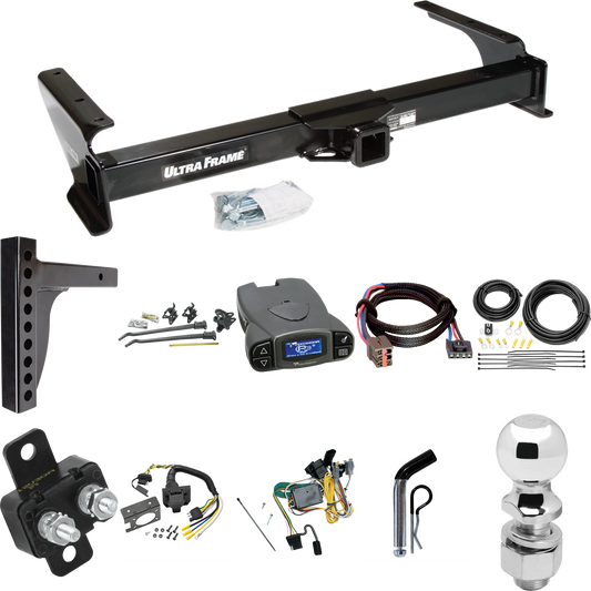 Fits 1992-1994 Ford E-250 Econoline Trailer Hitch Tow PKG w/ 12K Trunnion Bar Weight Distribution Hitch + Pin/Clip + 2-5/16" Ball + Tekonsha Prodigy P3 Brake Control + Plug & Play BC Adapter + 7-Way RV Wiring By Draw-Tite