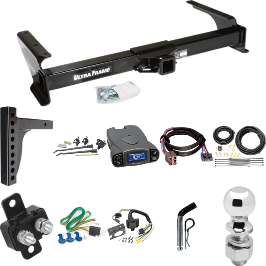 Fits 2003-2007 Ford E-250 Econoline Trailer Hitch Tow PKG w/ 12K Trunnion Bar Weight Distribution Hitch + Pin/Clip + 2-5/16" Ball + Tekonsha Prodigy P3 Brake Control + Plug & Play BC Adapter + 7-Way RV Wiring By Draw-Tite