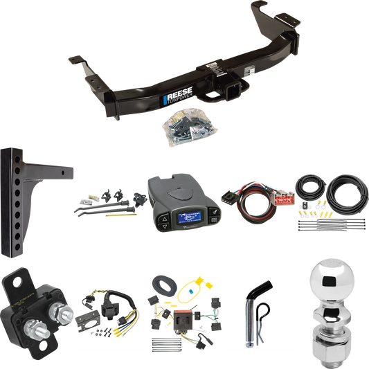 Fits 2009-2014 Ford E-150 Econoline Trailer Hitch Tow PKG w/ 12K Trunnion Bar Weight Distribution Hitch + Pin/Clip + 2-5/16" Ball + Tekonsha Prodigy P3 Brake Control + Plug & Play BC Adapter + 7-Way RV Wiring By Reese Towpower