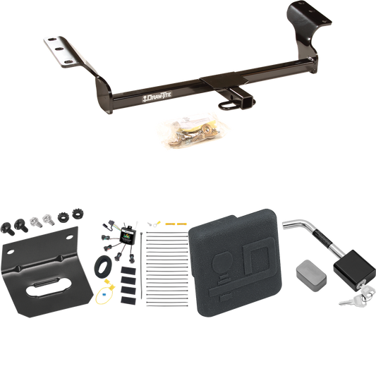 Fits 2014-2014 Toyota Matrix Trailer Hitch Tow PKG w/ 4-Flat Zero Contact "No Splice" Wiring Harness + Hitch Cover + Hitch Lock (For (Canada Only) Models) By Draw-Tite