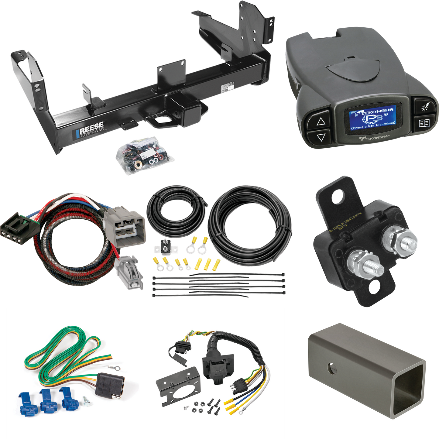 Fits 2013-2014 RAM 3500 Trailer Hitch Tow PKG w/ Tekonsha Prodigy P3 Brake Control + Plug & Play BC Adapter + 7-Way RV Wiring By Reese Towpower