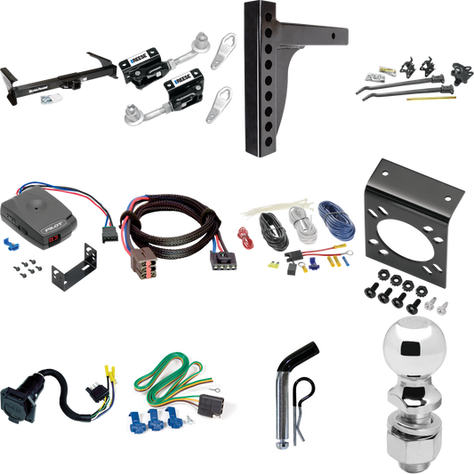 Fits 2003-2007 Ford E-350 Econoline Super Duty Trailer Hitch Tow PKG w/ 12K Trunnion Bar Weight Distribution Hitch + Pin/Clip + Dual Cam Sway Control + 2-5/16" Ball + Pro Series Pilot Brake Control + Plug & Play BC Adapter + 7-Way RV Wiring By Draw-T