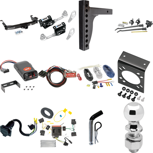 Fits 2009-2014 Ford E-150 Econoline Trailer Hitch Tow PKG w/ 12K Trunnion Bar Weight Distribution Hitch + Pin/Clip + Dual Cam Sway Control + 2-5/16" Ball + Pro Series POD Brake Control + Plug & Play BC Adapter + 7-Way RV Wiring By Draw-Tite