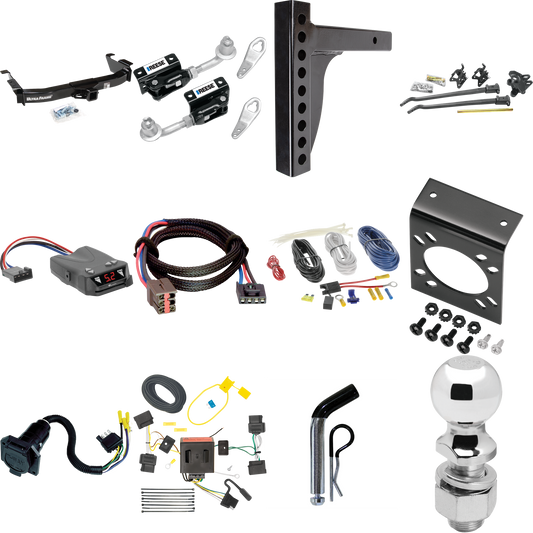 Fits 2008-2008 Ford E-150 Econoline Trailer Hitch Tow PKG w/ 12K Trunnion Bar Weight Distribution Hitch + Pin/Clip + Dual Cam Sway Control + 2-5/16" Ball + Tekonsha Brakeman IV Brake Control + Plug & Play BC Adapter + 7-Way RV Wiring By Draw-Tite