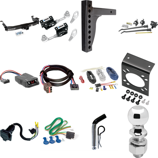 Fits 2003-2007 Ford E-150 Econoline Trailer Hitch Tow PKG w/ 12K Trunnion Bar Weight Distribution Hitch + Pin/Clip + Dual Cam Sway Control + 2-5/16" Ball + Tekonsha Brakeman IV Brake Control + Plug & Play BC Adapter + 7-Way RV Wiring By Draw-Tite