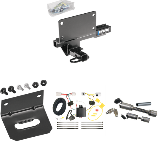 Se adapta al paquete de remolque con enganche de remolque Infiniti G37 2009-2013 con arnés de cableado plano de 4 + soporte de cableado + enganche doble y cerraduras de acoplador (para modelos sedán) de Reese Towpower