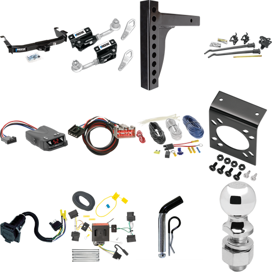 Fits 2009-2014 Ford E-150 Econoline Trailer Hitch Tow PKG w/ 12K Trunnion Bar Weight Distribution Hitch + Pin/Clip + Dual Cam Sway Control + 2-5/16" Ball + Tekonsha Brakeman IV Brake Control + Plug & Play BC Adapter + 7-Way RV Wiring By Reese Towpowe