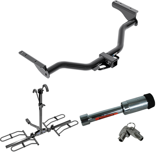 Fits 2013-2013 Infiniti JX35 Trailer Hitch Tow PKG w/ 2 Bike Plaform Style Carrier Rack + Hitch Lock By Reese Towpower
