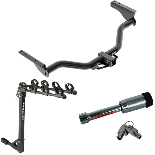 Se adapta al paquete de enganche de remolque Nissan Pathfinder 2013-2020 con portabicicletas para 4 bicicletas + bloqueo de enganche de Reese Towpower