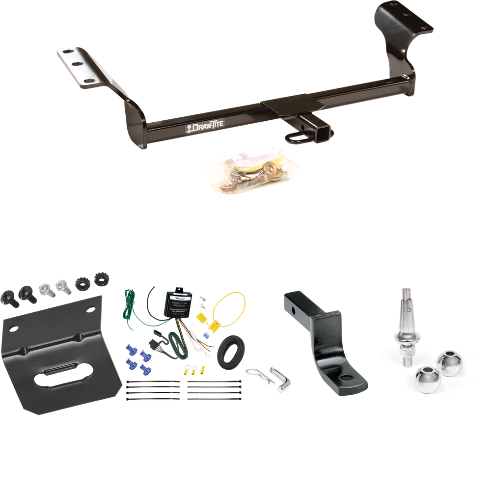 Se adapta al paquete de enganche de remolque Toyota Matrix 2014-2014 con arnés de cableado de 4 planos + barra de tracción + bolas intercambiables de 1-7/8" y 2" + soporte de cableado (para modelos (solo Canadá)) de Draw-Tite