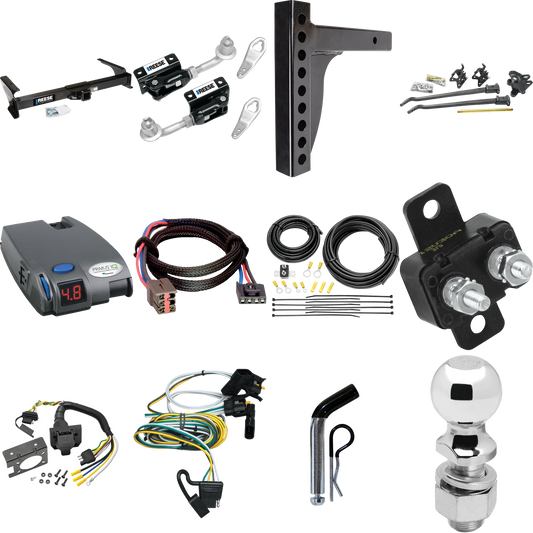 Fits 1995-2002 Ford E-250 Econoline Trailer Hitch Tow PKG w/ 12K Trunnion Bar Weight Distribution Hitch + Pin/Clip + Dual Cam Sway Control + 2-5/16" Ball + Tekonsha Primus IQ Brake Control + Plug & Play BC Adapter + 7-Way RV Wiring By Reese Towpower