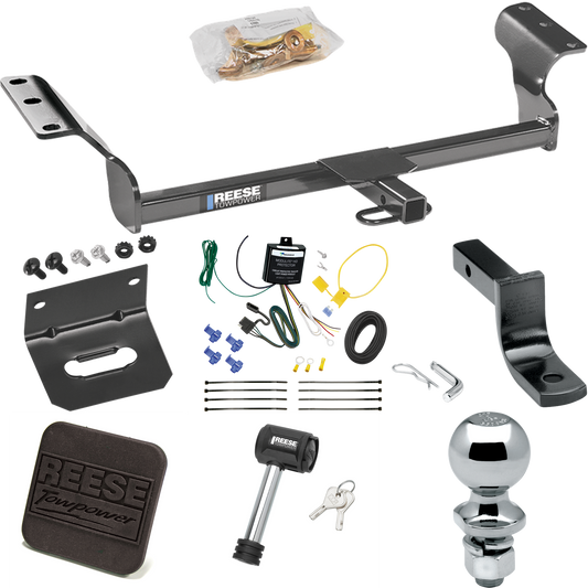 Se adapta al paquete de enganche de remolque Toyota Matrix 2014-2014 con arnés de cableado plano de 4 + barra de tracción + bola de 2" + soporte de cableado + cubierta de enganche + bloqueo de enganche (para modelos (solo Canadá)) de Reese Towpower