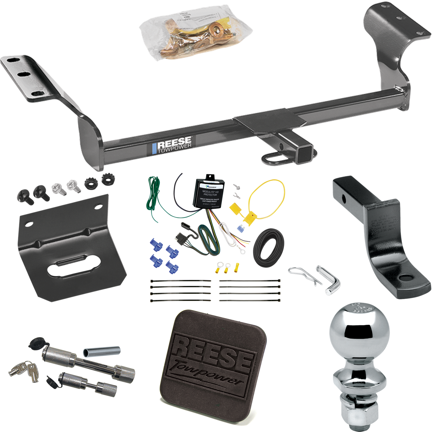 Fits 2014-2014 Toyota Matrix Trailer Hitch Tow PKG w/ 4-Flat Wiring Harness + Draw-Bar + 2" Ball + Wiring Bracket + Hitch Cover + Dual Hitch & Coupler Locks (For (Canada Only) Models) By Reese Towpower