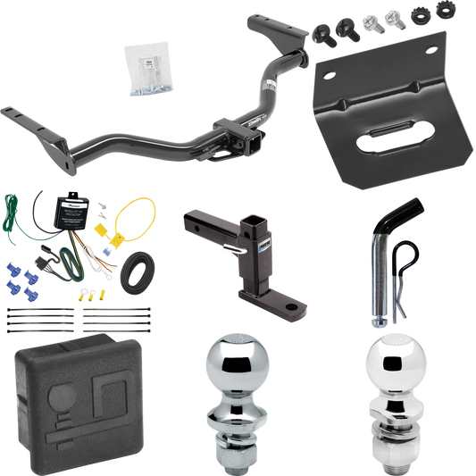 Fits 2013-2013 Infiniti JX35 Trailer Hitch Tow PKG w/ 4-Flat Wiring + Adjustable Drop Rise Ball Mount + Pin/Clip + 2" Ball + 1-7/8" Ball + Wiring Bracket + Hitch Cover By Draw-Tite