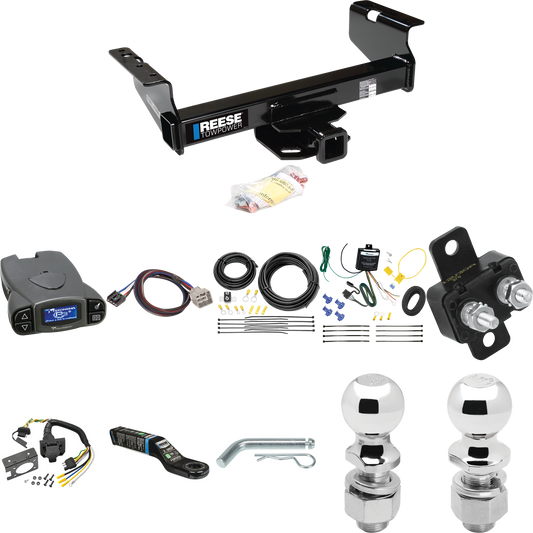 Fits 2011-2012 RAM 3500 Trailer Hitch Tow PKG w/ Tekonsha Prodigy P3 Brake Control + Plug & Play BC Adapter + 7-Way RV Wiring + 2" & 2-5/16" Ball & Drop Mount (For Cab & Chassis, w/34" Wide Frames Models) By Reese Towpower