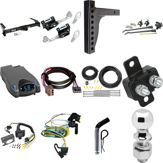 Fits 1995-2002 Ford E-150 Econoline Trailer Hitch Tow PKG w/ 12K Trunnion Bar Weight Distribution Hitch + Pin/Clip + Dual Cam Sway Control + 2-5/16" Ball + Tekonsha Prodigy P2 Brake Control + Plug & Play BC Adapter + 7-Way RV Wiring By Reese Towpower