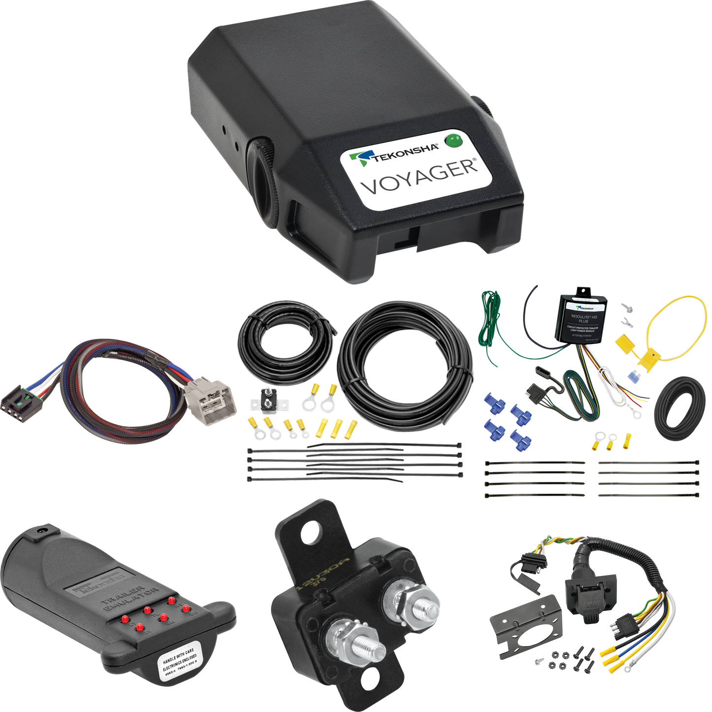 Se adapta al cableado de RV de 7 vías RAM 3500 2011-2012 + control de frenos Tekonsha Voyager + adaptador BC Plug &amp; Play + probador de 7 vías y emulador de remolque de Tekonsha