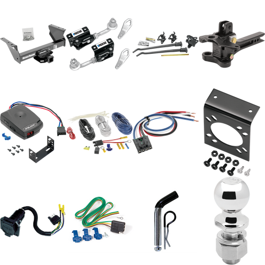 Fits 2013-2018 RAM 4500 Trailer Hitch Tow PKG w/ 17K Trunnion Bar Weight Distribution Hitch + Pin/Clip + Dual Cam Sway Control + 2-5/16" Ball + Pro Series Pilot Brake Control + Generic BC Wiring Adapter + 7-Way RV Wiring (For Cab & Chassis, w/34" Wid