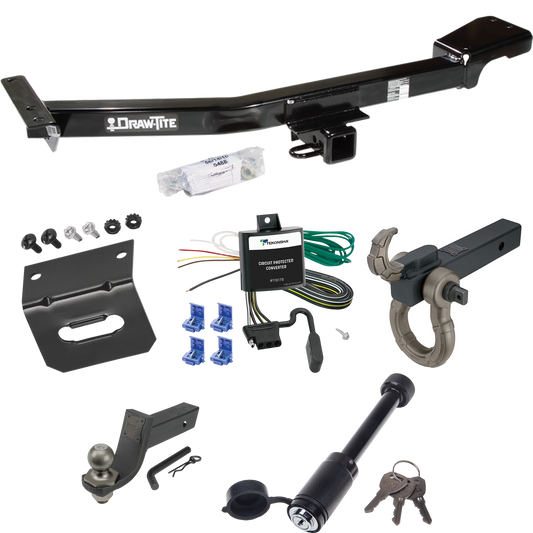 Fits 1998-2007 Toyota Land Cruiser Trailer Hitch Tow PKG w/ 4-Flat Wiring + Interlock Tactical Starter Kit w/ 3-1/4" Drop & 2" Ball + Tactical Hook & Shackle Mount + Tactical Dogbone Lock + Wiring Bracket By Draw-Tite