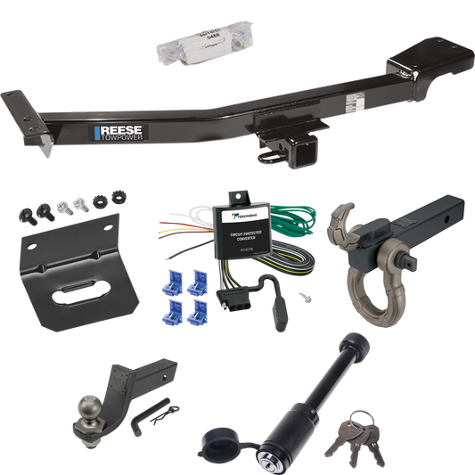 Fits 1998-2007 Toyota Land Cruiser Trailer Hitch Tow PKG w/ 4-Flat Wiring + Interlock Tactical Starter Kit w/ 3-1/4" Drop & 2" Ball + Tactical Hook & Shackle Mount + Tactical Dogbone Lock + Wiring Bracket By Reese Towpower