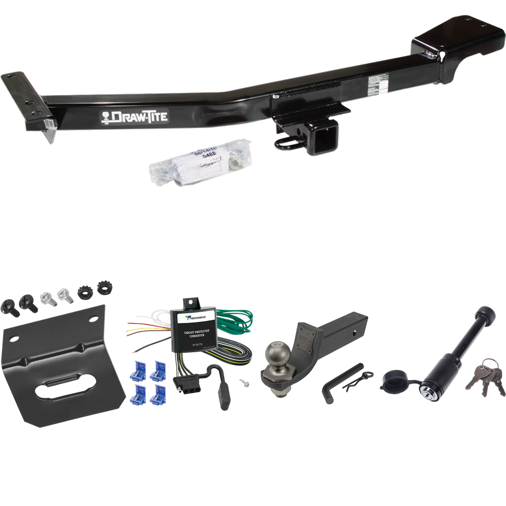 Fits 1998-2007 Toyota Land Cruiser Trailer Hitch Tow PKG w/ 4-Flat Wiring + Interlock Tactical Starter Kit w/ 2" Drop & 2" Ball + Tactical Dogbone Lock + Wiring Bracket By Draw-Tite