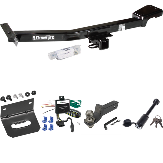 Fits 1998-2007 Toyota Land Cruiser Trailer Hitch Tow PKG w/ 4-Flat Wiring + Interlock Tactical Starter Kit w/ 2" Drop & 2" Ball + Tactical Dogbone Lock + Wiring Bracket By Draw-Tite