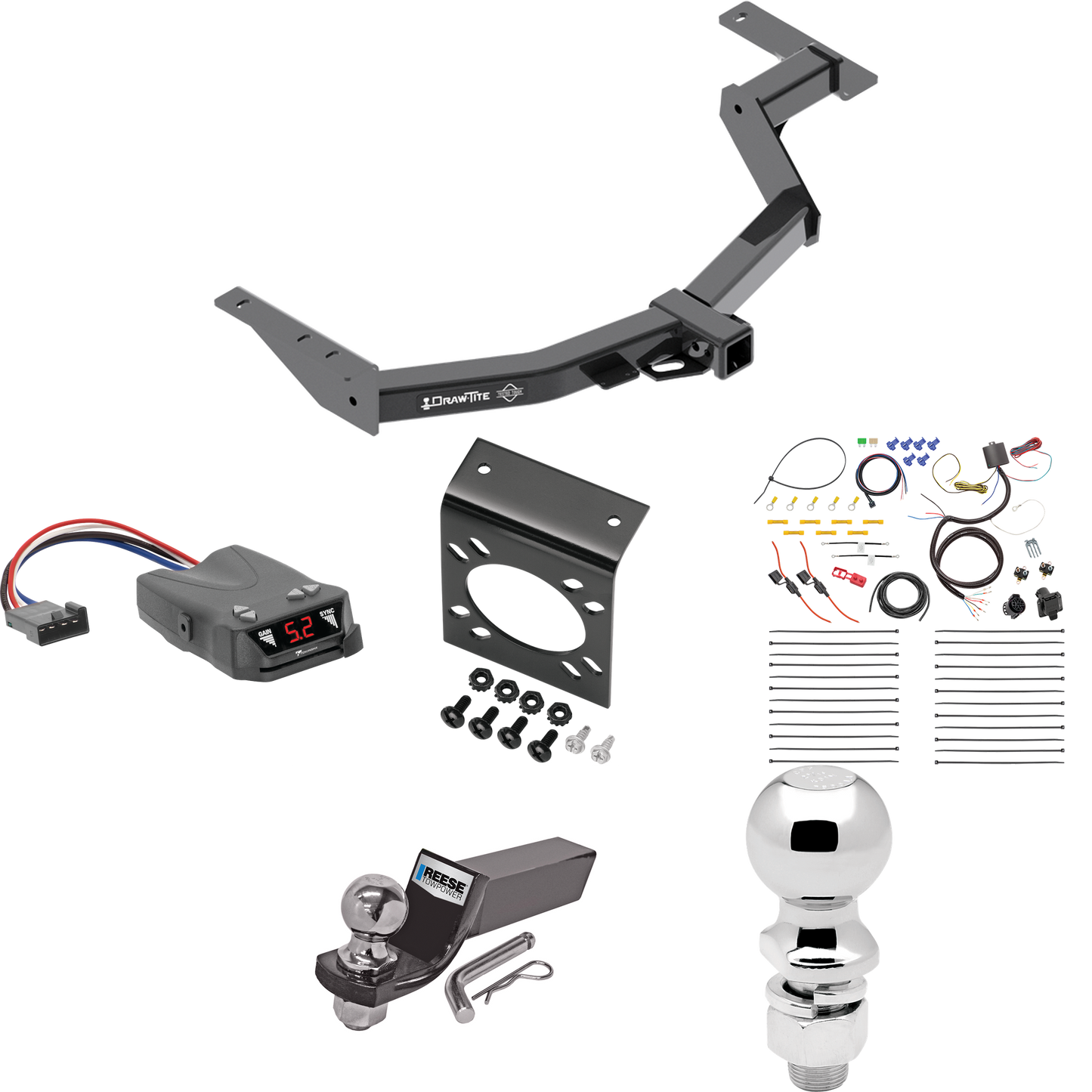 Fits 2014-2014 Toyota Hilux SW4 Trailer Hitch Tow PKG w/ Tekonsha Brakeman IV Brake Control + 7-Way RV Wiring + 2" & 2-5/16" Ball & Drop Mount By Draw-Tite