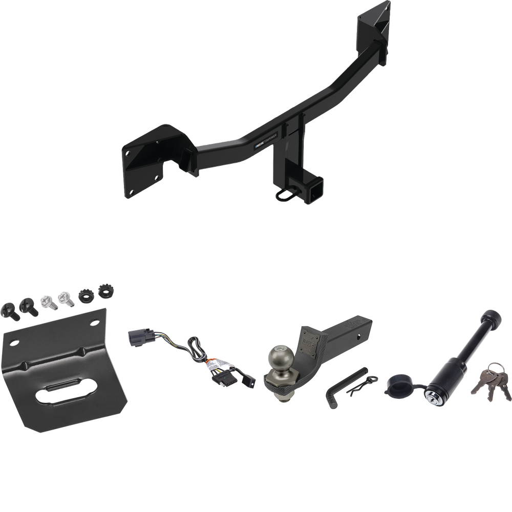 Fits 2021-2023 Buick Envision Trailer Hitch Tow PKG w/ 4-Flat Wiring + Interlock Tactical Starter Kit w/ 2" Drop & 2" Ball + Tactical Dogbone Lock + Wiring Bracket By Reese Towpower