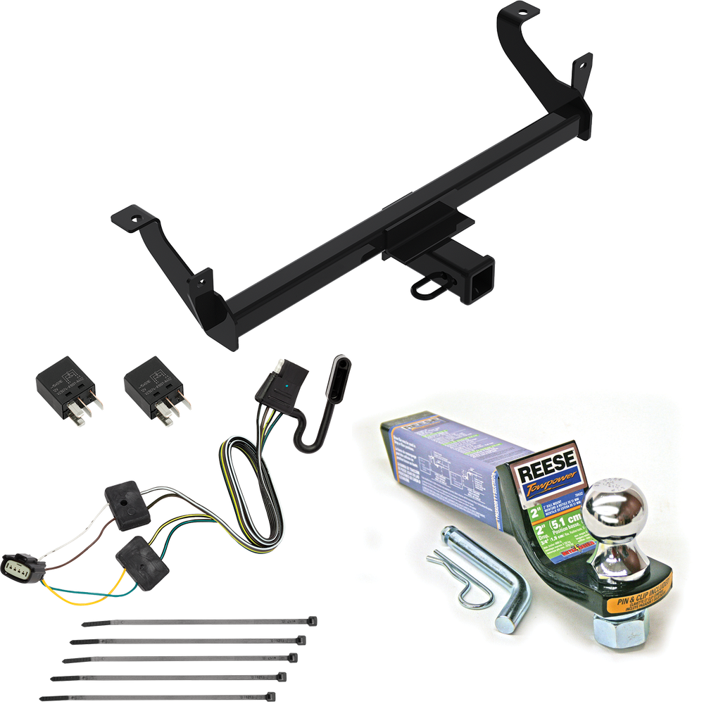 Fits 2019-2020 Buick Envision Trailer Hitch Tow PKG w/ 4-Flat Wiring + Starter Kit Ball Mount w/ 2" Drop & 1-7/8" Ball By Reese Towpower