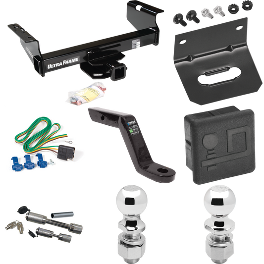 Fits 2011-2012 RAM 5500 Trailer Hitch Tow PKG w/ 4-Flat Wiring Harness + Ball Mount w/ 6" Drop + Dual Hitch & Coupler Locks + 2" Ball + 2-5/16" Ball + Hitch Cover + Wiring Bracket (For Cab & Chassis, w/34" Wide Frames Models) By Draw-Tite