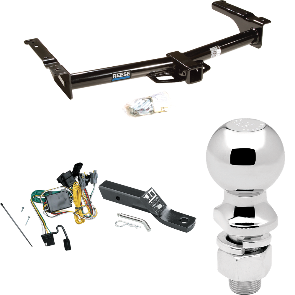 Fits 1992-1994 Ford E-250 Econoline Trailer Hitch Tow PKG w/ 4-Flat Wiring + Ball Mount w/ 2" Drop + 2-5/16" Ball By Reese Towpower