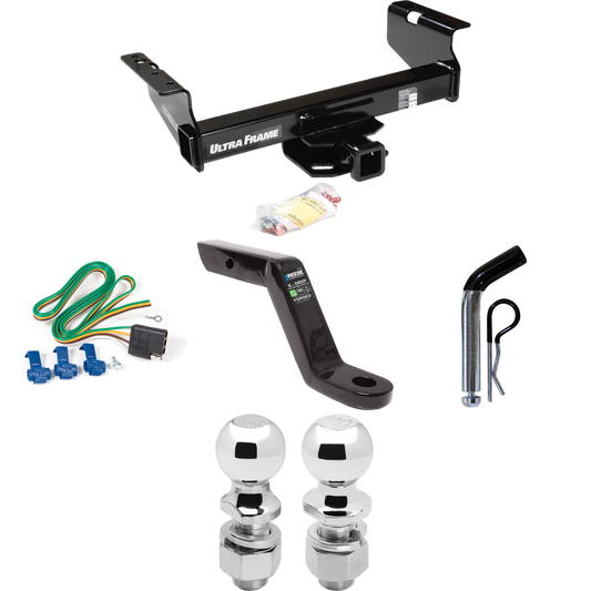 Fits 2011-2012 RAM 4500 Trailer Hitch Tow PKG w/ 4-Flat Wiring Harness + Ball Mount w/ 6" Drop + Pin/Clip + 2" Ball + 2-5/16" Ball (For Cab & Chassis, w/34" Wide Frames Models) By Draw-Tite