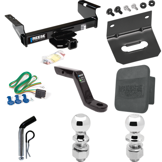 Fits 2011-2012 RAM 4500 Trailer Hitch Tow PKG w/ 4-Flat Wiring Harness + Ball Mount w/ 6" Drop + Pin/Clip + 2" Ball + 2-5/16" Ball + Hitch Cover + Wiring Bracket (For Cab & Chassis, w/34" Wide Frames Models) By Reese Towpower