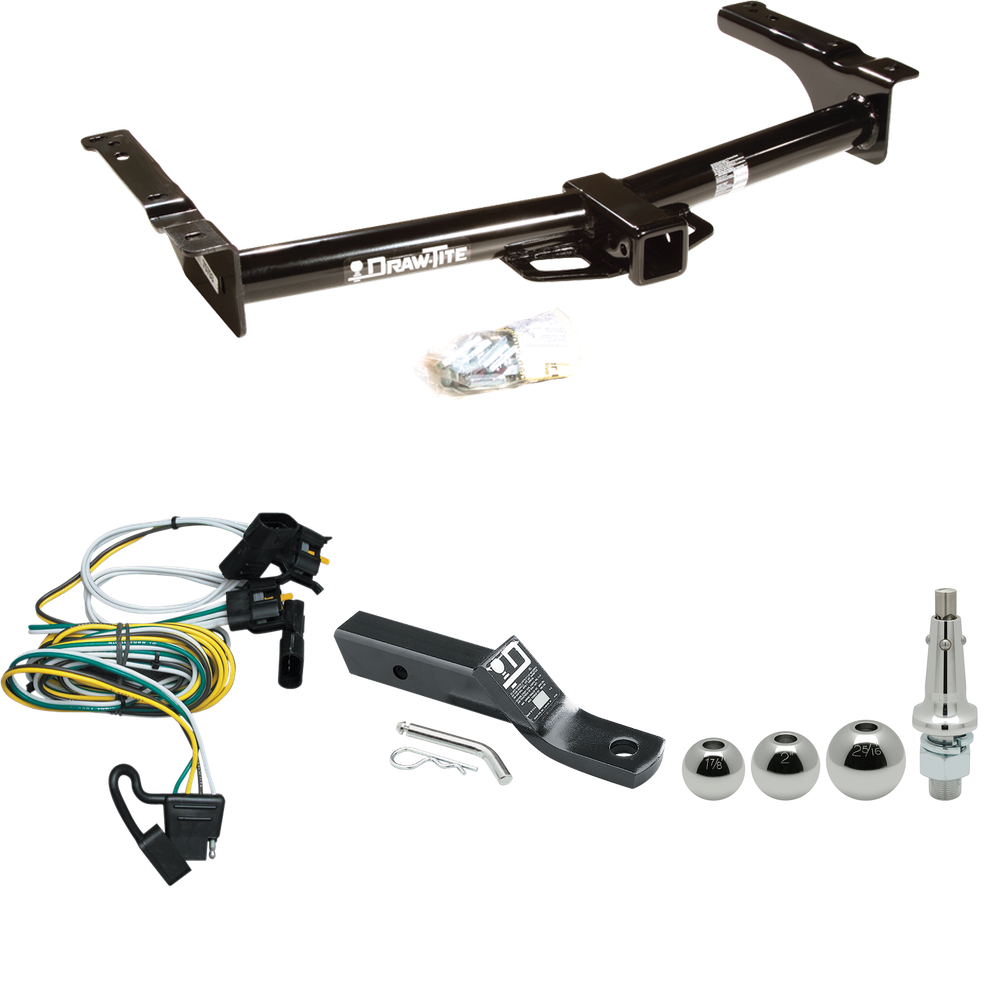 Se adapta al paquete de enganche de remolque Ford E-250 Econoline 1995-2002 con cableado plano de 4 + soporte de bola con caída de 2" + bola intercambiable de 1-7/8" y 2" y 2-5/16" por Draw-Tite