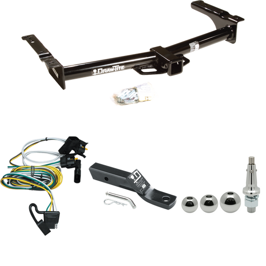 Se adapta al paquete de enganche de remolque Ford E-250 Econoline 1995-2002 con cableado plano de 4 + soporte de bola con caída de 2" + bola intercambiable de 1-7/8" y 2" y 2-5/16" por Draw-Tite