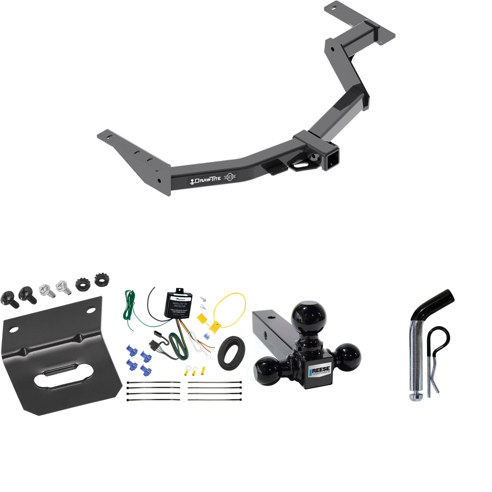 Fits 2014-2014 Toyota Hilux SW4 Trailer Hitch Tow PKG w/ 4-Flat Wiring Harness + Triple Ball Ball Mount 1-7/8" & 2" & 2-5/16" Trailer Balls + Pin/Clip + Wiring Bracket By Draw-Tite