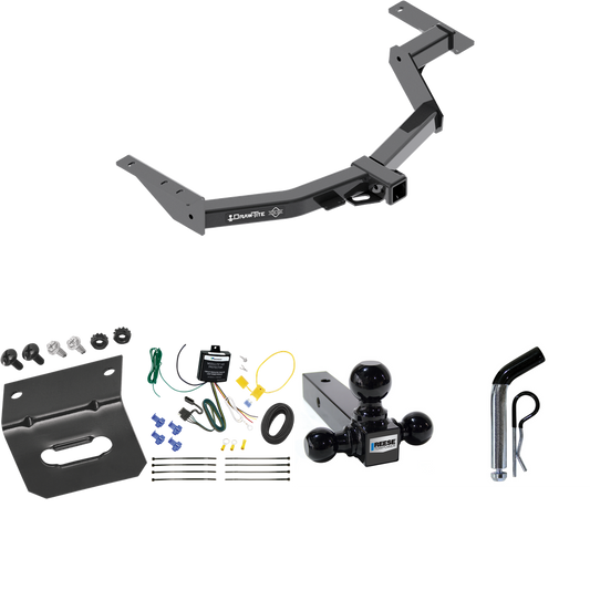 Fits 2014-2014 Toyota Hilux SW4 Trailer Hitch Tow PKG w/ 4-Flat Wiring Harness + Triple Ball Ball Mount 1-7/8" & 2" & 2-5/16" Trailer Balls + Pin/Clip + Wiring Bracket By Draw-Tite