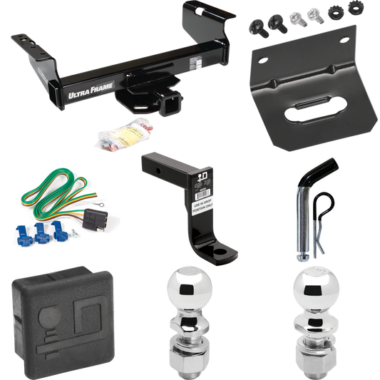 Fits 2011-2012 RAM 5500 Trailer Hitch Tow PKG w/ 4-Flat Wiring Harness + Ball Mount w/ 8" Drop + Pin/Clip + 2" Ball + 2-5/16" Ball + Hitch Cover + Wiring Bracket (For Cab & Chassis, w/34" Wide Frames Models) By Draw-Tite