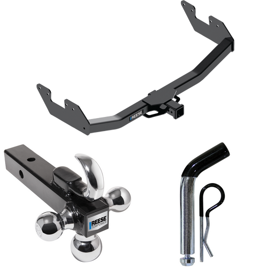 Fits 2016-2023 Toyota Hilux Trailer Hitch Tow PKG w/ Triple Ball Ball Mount 1-7/8" & 2" & 2-5/16" Trailer Balls w/ Tow Hook + Pin/Clip By Reese Towpower