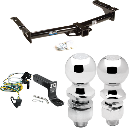 Fits 1995-2002 Ford E-350 Econoline Trailer Hitch Tow PKG w/ 4-Flat Wiring + Ball Mount w/ 4" Drop + 2" Ball + 2-5/16" Ball By Reese Towpower